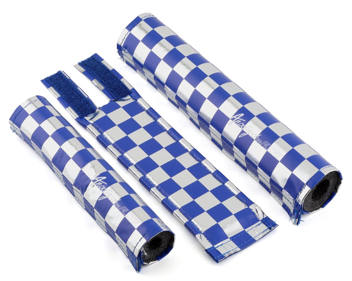 Flite Classic BMX Checkers Pad Set (Blue/Chrome) - Dan's Comp